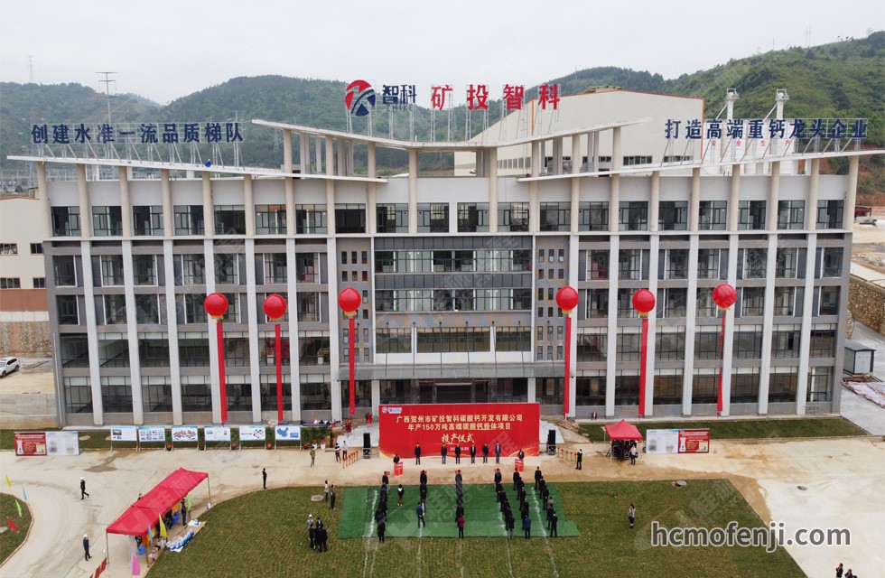 賀州礦投智科年產(chǎn)150萬噸高端碳酸鈣粉體項(xiàng)目竣工投產(chǎn)，賀州市委常委、副市長劉洪軍、市人民政府副秘書長馬鵬翔、市國資委主任張建斌、礦投集團(tuán)董事長朱義芳等領(lǐng)導(dǎo)嘉賓出席本次活動(dòng)